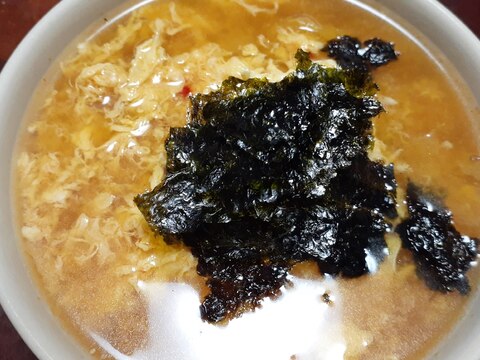 焼き肉のタレで☆キムチとたまごスープ韓国海苔のせ♪